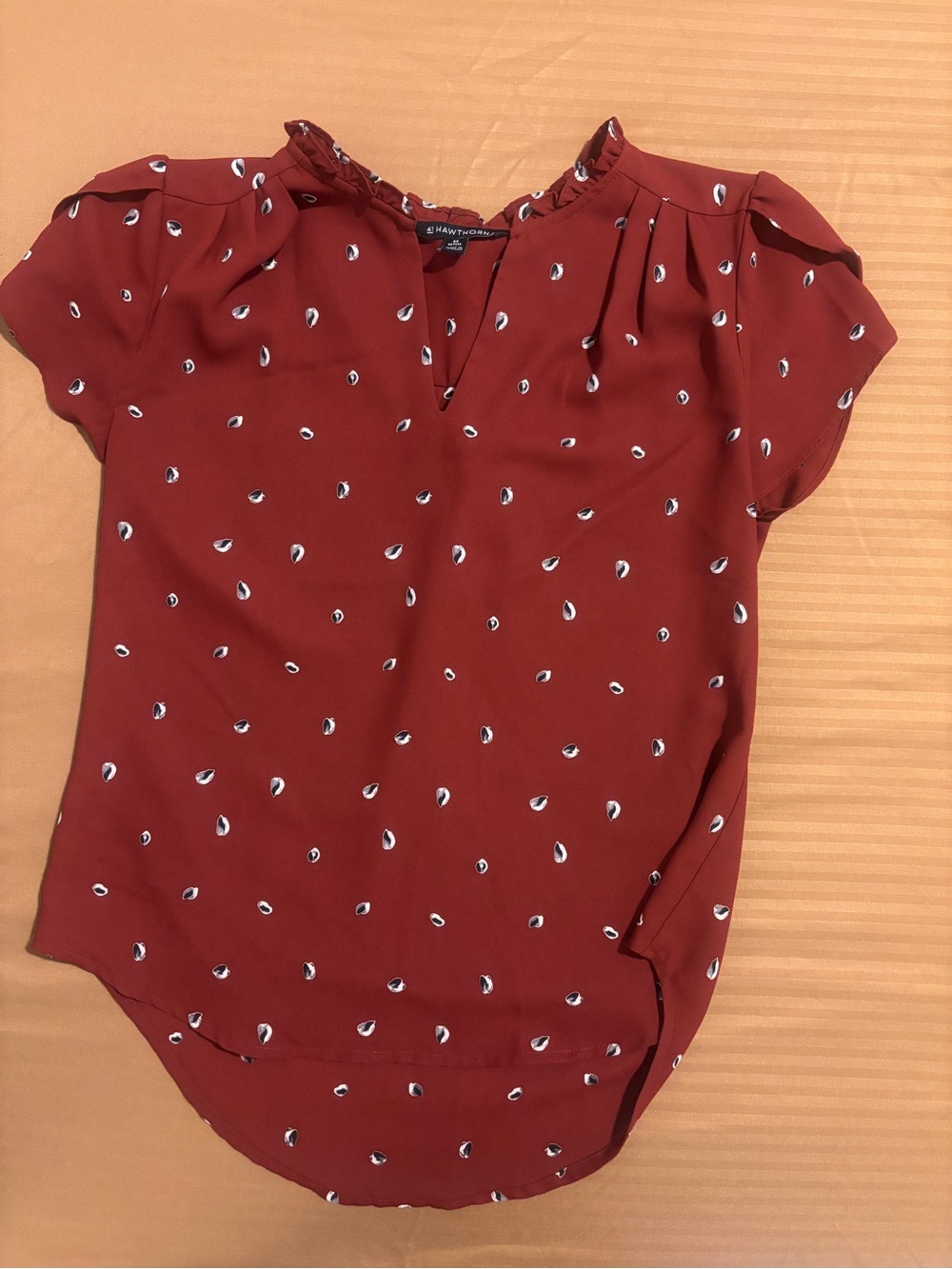 41 Hawthorn Red Printed Short Sleeve Blouse
